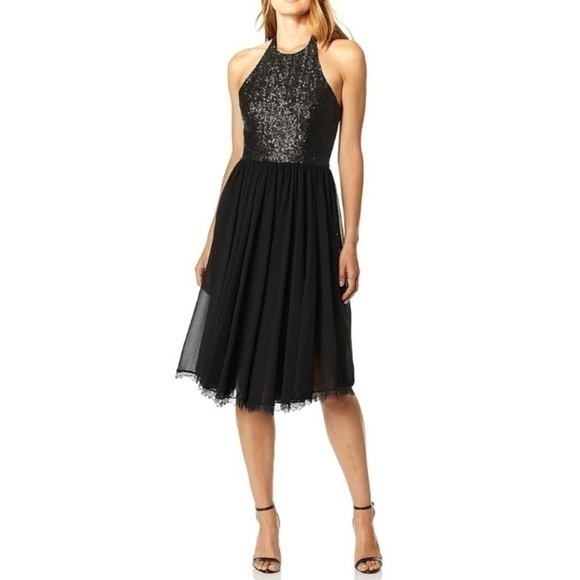 Dress The Population Dress Tatiana Sequin Halter Midi Dress - Picture 1 of 11